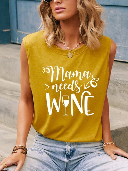 

Mother's Day Mama Needs Wine Tank Top, Yellow, Tank Tops