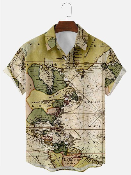 

Abstract Shirt Collar Casual Shirts & Tops, Color1, Men's Tops