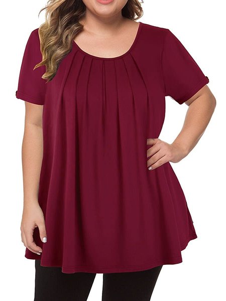 

Plus Size Summer Tops Women Casual Tops, Red, T-Shirts