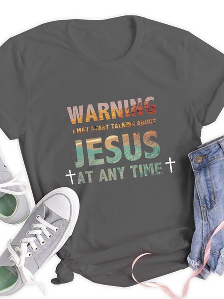 

warning i may start talking about jesus Women's T-Shirt, Gray, T-shirts