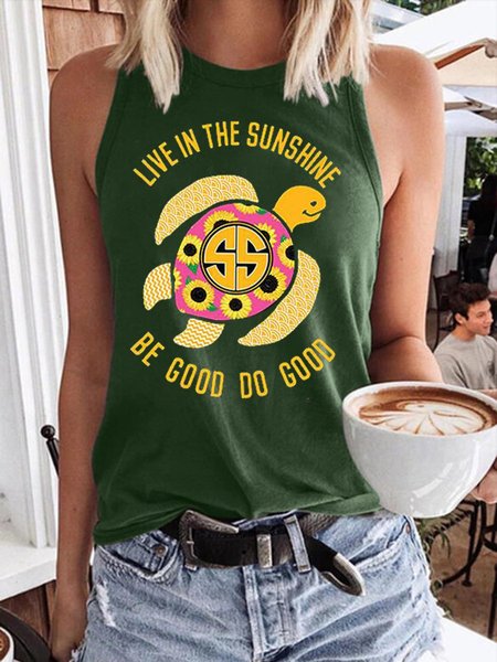 

Live In The Sunshine Turtle Women's Sleeveless Shirt, Dark green, Tank Tops