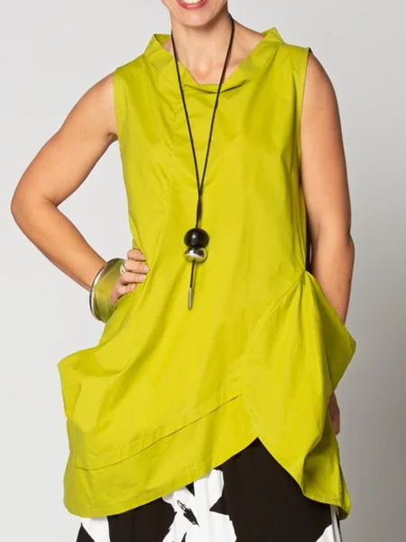 

Holiday A-Line Crew Neck Casual Daily Top, Yellow, Blouses and Shirts