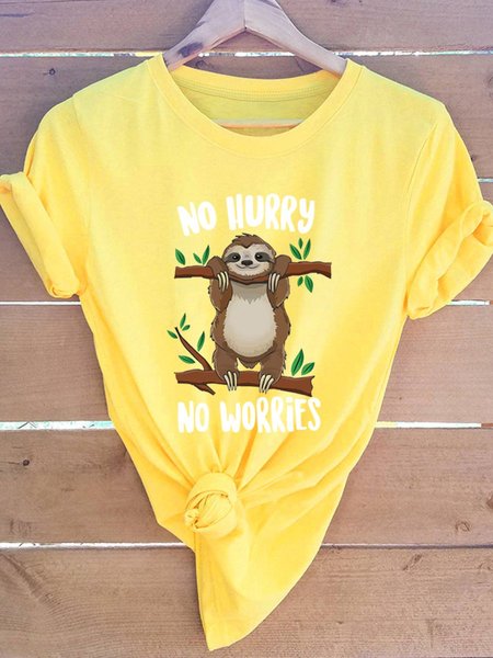 

No Hurry No Worries Graphic Tee, Yellow, T-shirts