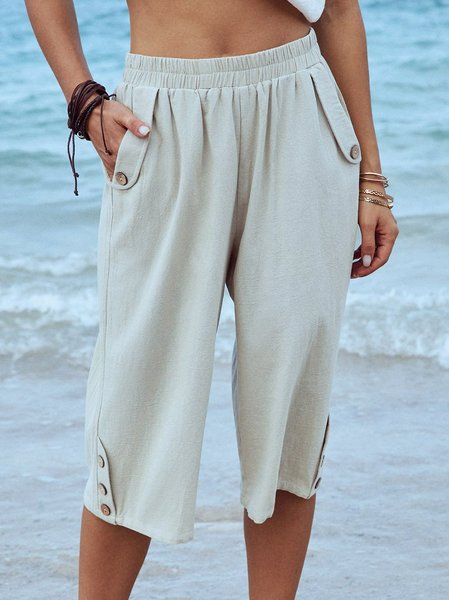 

Dritto Casuale Tinta Unita Pantaloni, Come immagine, Pants
