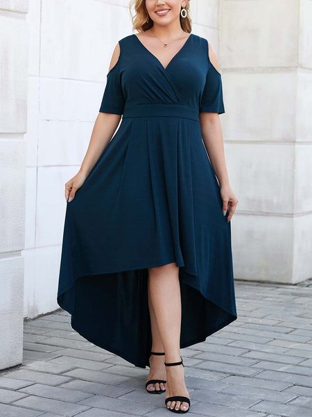 

Evening Crew Neck Shift Weaving Dress, Blue, Dresses