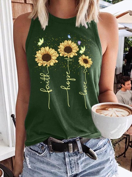 

Faith Hope Love Women's Sleeveless Shirt, Dark green, T-shirts