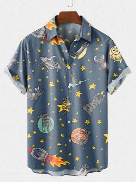 

Shirt Collar Cat Shirts & Tops, Navy blue, Shirts