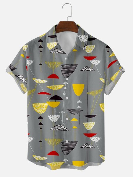 

Shirt Collar Cotton-Blend Shirts & Tops, As picture, Men's Tops