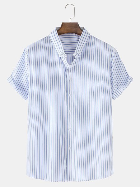 

Men's New Style Short Sleeve Casual Loose Shirt, Blue, Men's Floral shirt