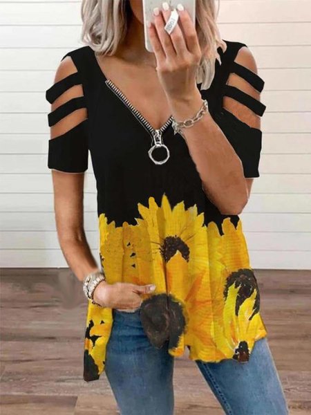 

Casual Cotton Shirts & Blouses, Black, T-Shirts