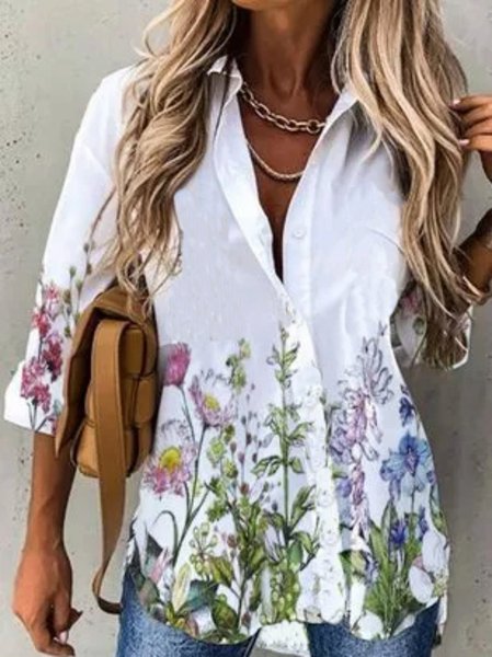 

Cotton Shirt Collar Blouse, White, Blouses & Shirts