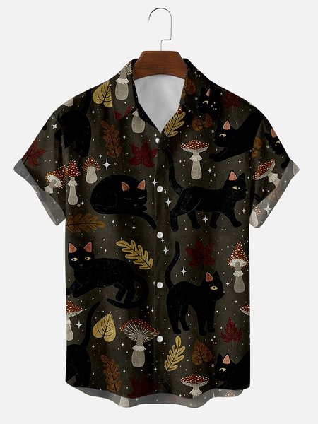 

Shirt Collar Cotton-Blend Shirts & Tops, As picture, Shirts