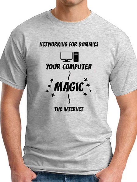 Networking For Dummies Men's round neck T-shirt, Light gray, T-shirts