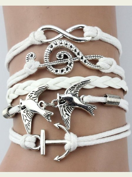 

Multi-layer braided hummingbird bracelet, White, Accessories