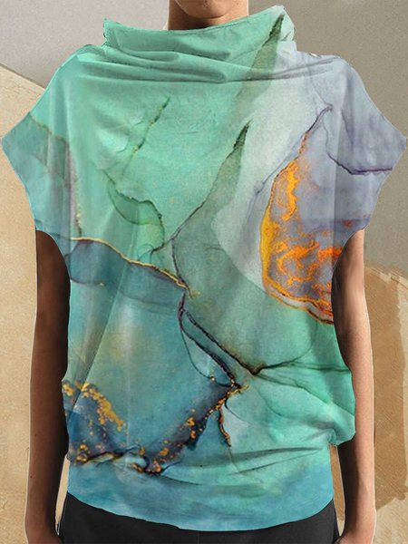 

Stampato Floreale Floreale Maniche Corte Top, Blu, Blouses & Shirts