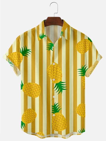 

Regular Fit Short Sleeve Casual Shirt for Men, Yellow, Men's Tops