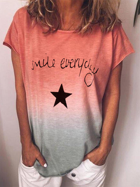 

Lettera Girocollo Maniche Corte Casuale Top, Come immagine, Blouses & Shirts