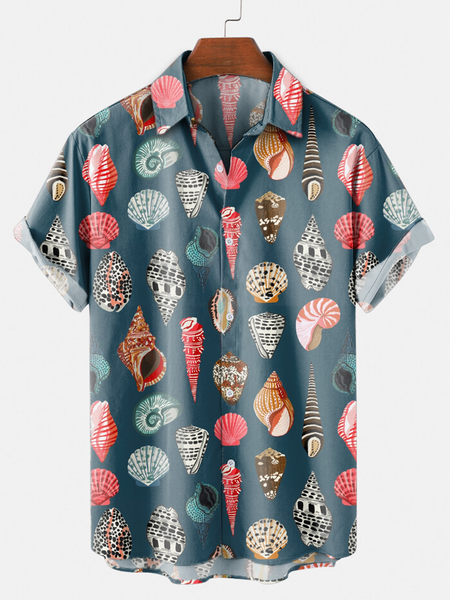 

Shirt Collar Shirts & Tops, Deep blue, Men's Floral shirt