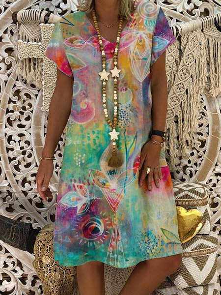 

Arte Astratto Dipinti Ricorrere Stampato Floreale Abito, Multicolore, Dresses