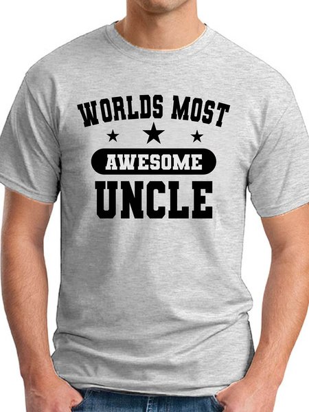 

Worlds Most Awesome Uncle Men's round neck T-shirt, Light gray, T-shirts