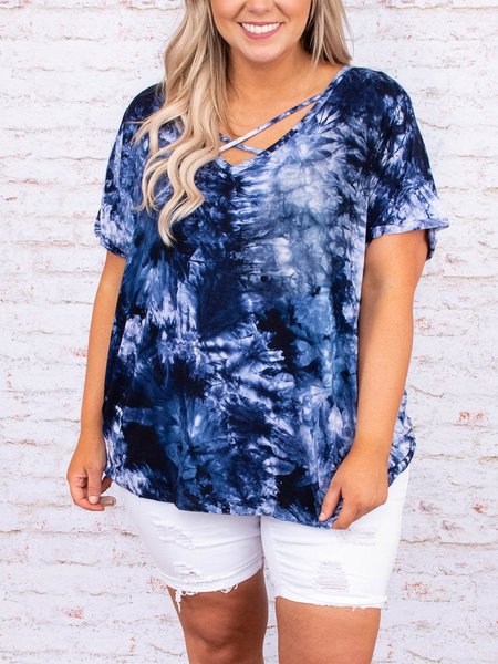 

Casual Short Sleeve T-shirt, Blue, T-Shirts