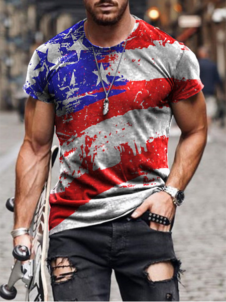 

Men's Printed Short Sleeve Crew Neck Casual Shirts & Tops, As picture, T-shirts