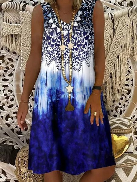 

Tribale Gonna Casuale, Blu, Dresses