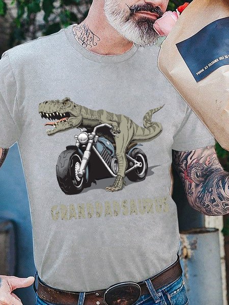 

Granddadsaurus Crew Neck Casual Men Tee, Gray, T-shirts
