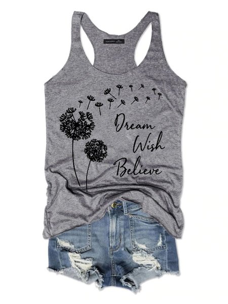 

Dandelion Dream Wish Believe Women's Sleeveless Shirt, Grey, Tank Tops
