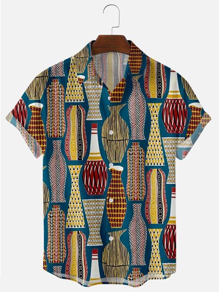 

Men's 50's New Style Short Sleeve Casual Loose Shirt, Navy blue, Men's Tops