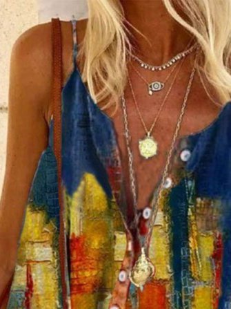 

Cotton-Blend Sleeveless Spaghetti Shirts & Tops, Orange, Tank Tops & Camis