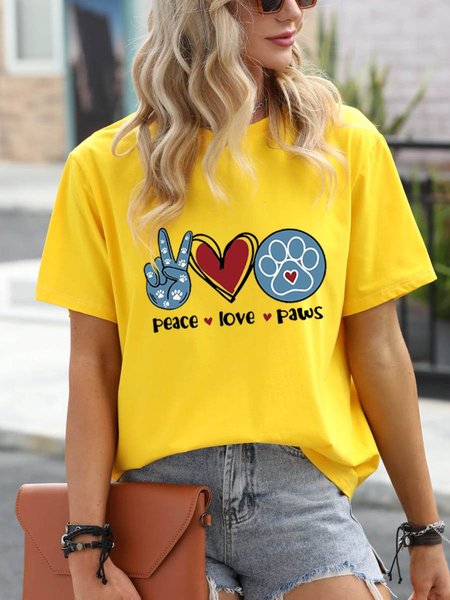 

Peace Love Paws T-shirt, Yellow, T-shirts