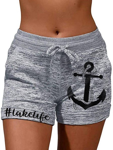 Hot seaside casual print shorts, Light gray, Shorts