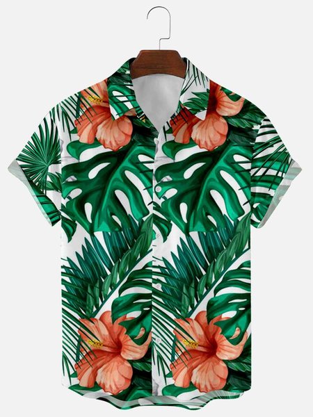 

Cotton-Blend Shirt Collar Shirts & Tops, As picture, Short Sleeves Shirts