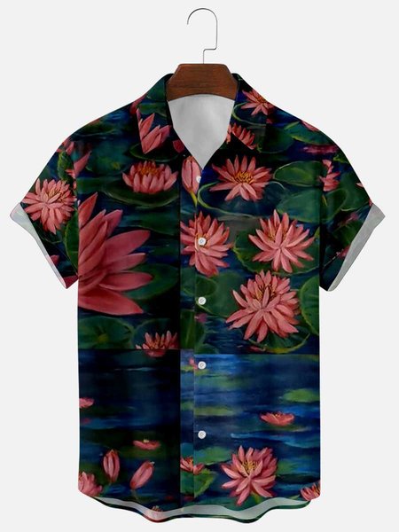 

Cotton-Blend Shirt Collar Shirts & Tops, As picture, Short Sleeves Shirts