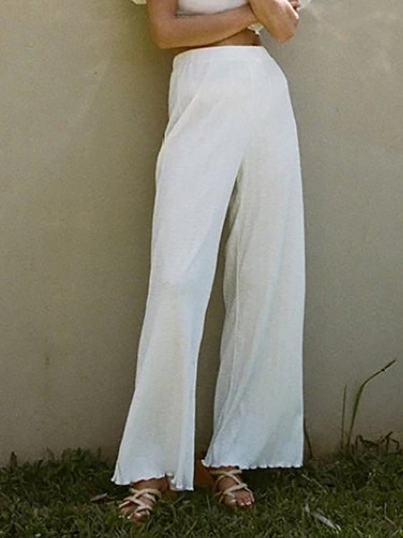 

Casuale Moda Colore Solido Pantaloni, Bianco, Bottoms