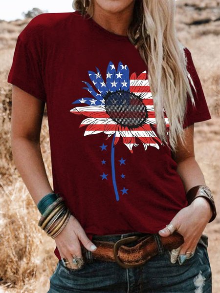

Sunflower 4th Of July T-Shirt, Wine red, T-shirts