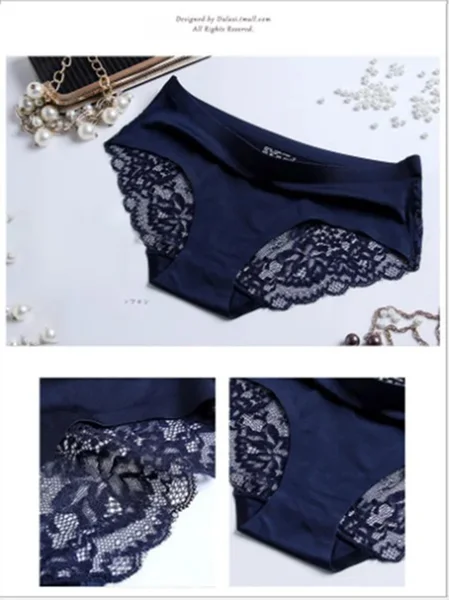 

Low-rise Women Seamless Underwear Lace Underwear, Purplish blue, Underwear