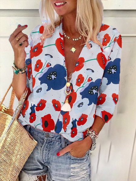 

Casuale Fiori e impianti Top Cotone, Come immagine, Blouses & Shirts