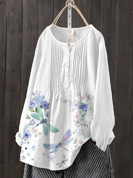 

Maniche Lunghe Casuale Girocollo Top, Bianco, Blouses & Shirts