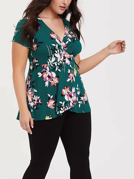 

Plus Size Summer Tops Women Casual Tops L, Green, T-Shirts