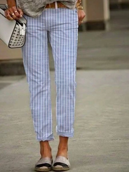 

Pantaloni Misto Cotone, Blu bianco, Pants