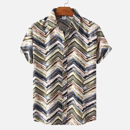 

Printed Cotton Shirt Collar Shirts & Tops, As picture, Shirts
