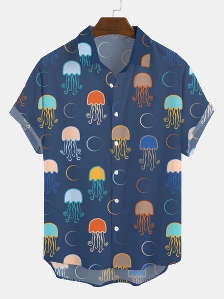 

Casual Cotton-Blend Shirts & Tops, As picture, Men's Floral shirt