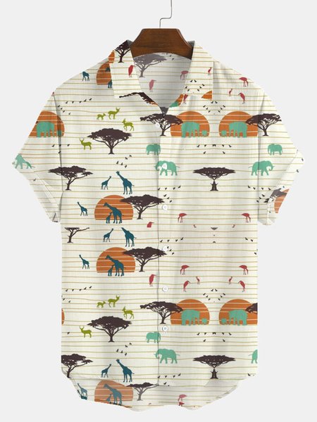 

Shirt Collar Cotton-Blend Shirts & Tops, As picture, Shirts