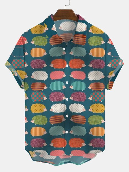 

Shirt Collar Cotton-Blend Shirts & Tops, As picture, Shirts