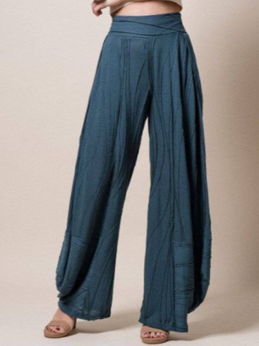 Floral-Print Ombre/tie-Dye Pants, Blue, Pants