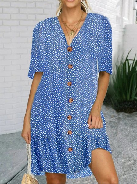 

Nuovo Donna Chic taglia grande Vintage Dritto Maniche Corte Gonna Casuale, Blu, Dresses