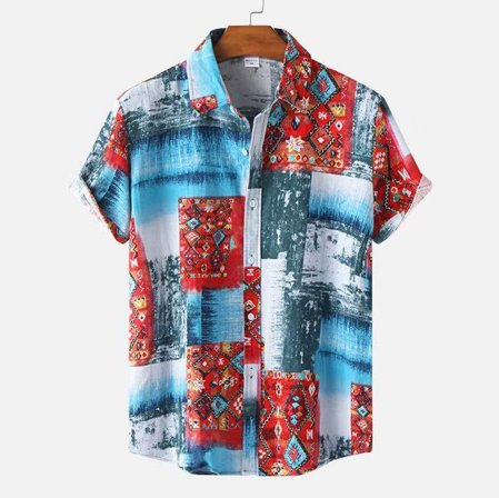 

Cotton Shirt Collar Casual Shirts & Tops, As picture, Shirts