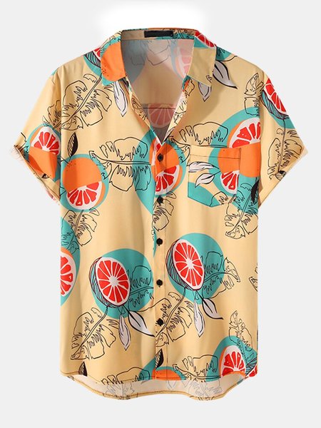 

Shirt Collar Plants Holiday Shirts & Tops, Color, Short Sleeves Shirts